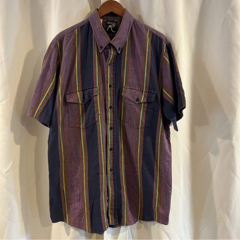 Men's VTG Roper Rodeo XL  Striped Western‎ Cowboy Button Up Shirt